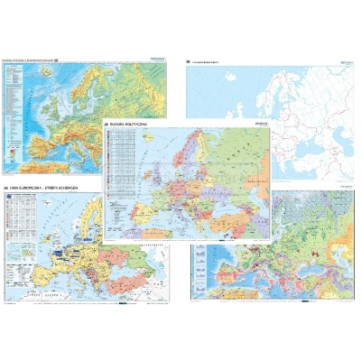 EUROPA – zestaw map do pracowni geograficznej /5 szt./