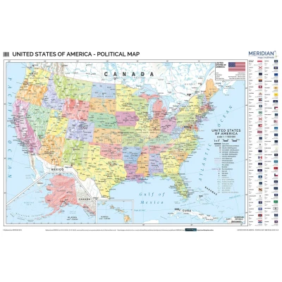 United States of America political - mapa ścienna w języku angielskim